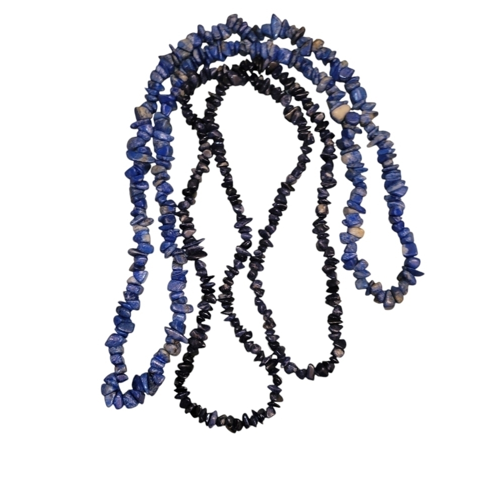 Lapis lazuli and Sodalite Rough Cut Necklaces 34" each Blue - Picture 1 of 2